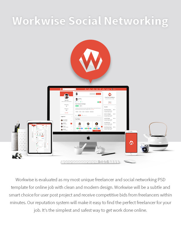 Workwise - The Freelancer And Social Networking PSD Template