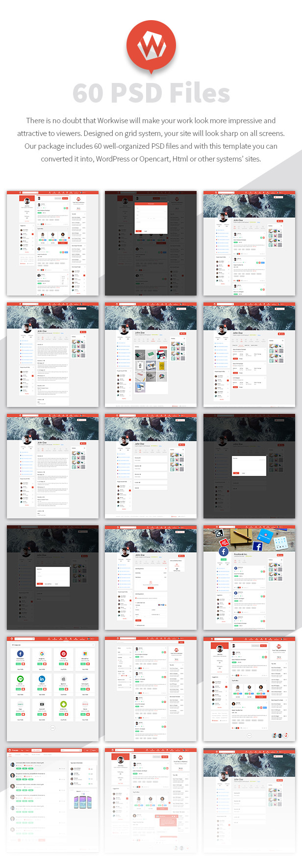 Workwise - The Freelancer And Social Networking PSD Template