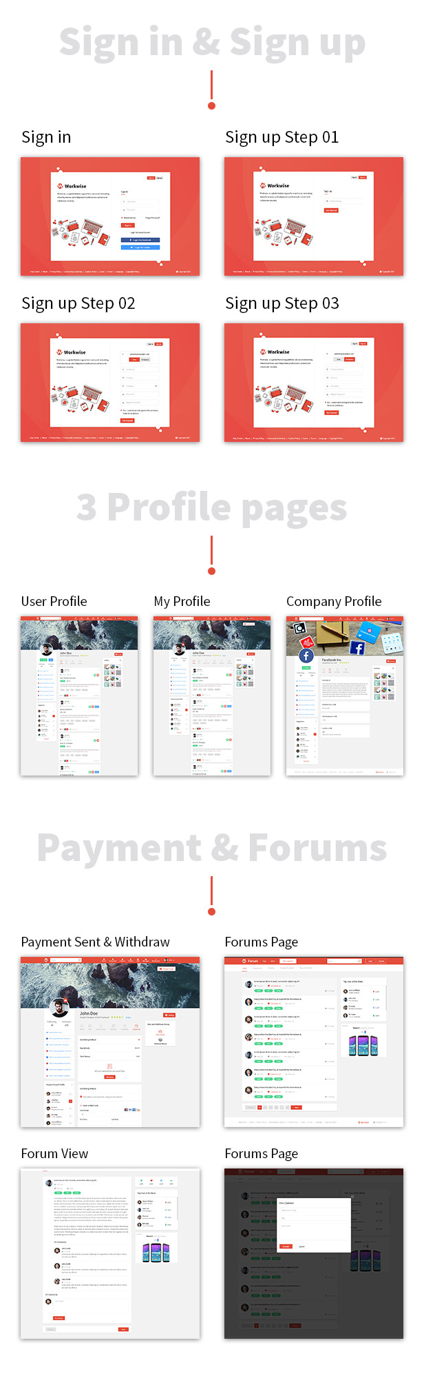 Workwise - The Freelancer And Social Networking PSD Template