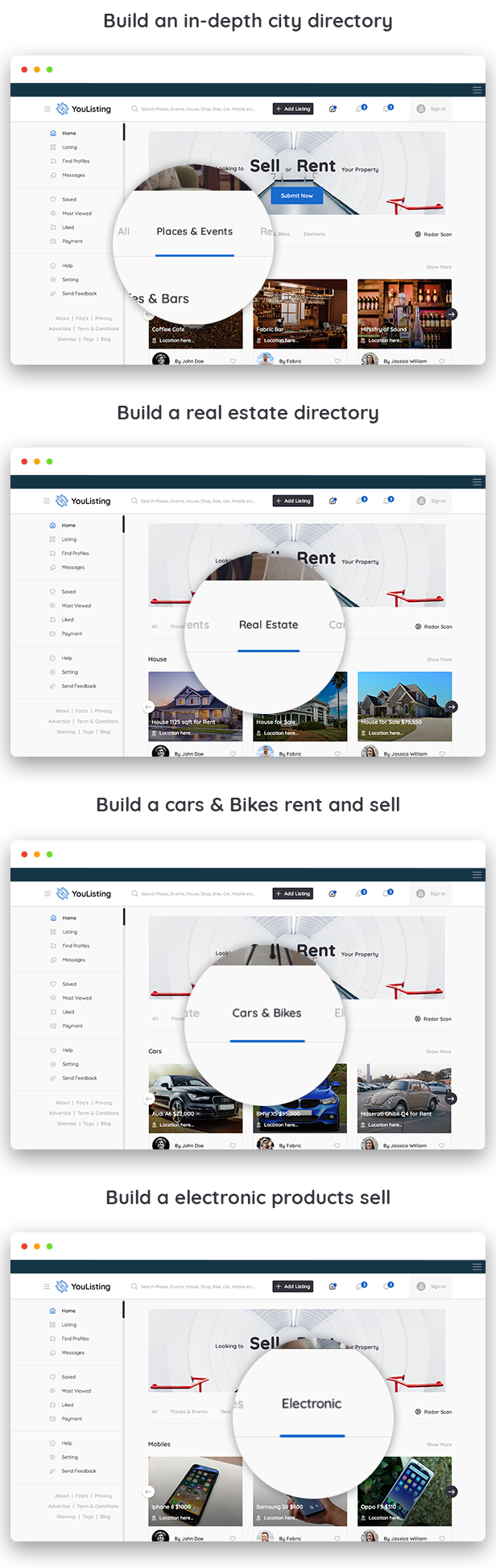 YouListing - Classified Listing and Directory Social Networking PSD Template