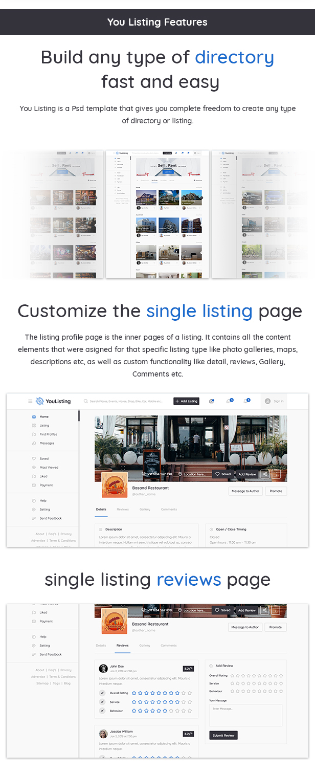 YouListing - Classified Listing and Directory Social Networking PSD Template