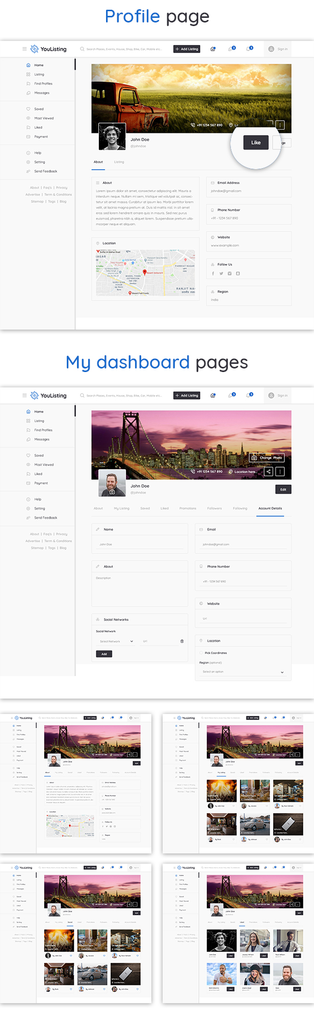 YouListing - Classified Listing and Directory Social Networking PSD Template
