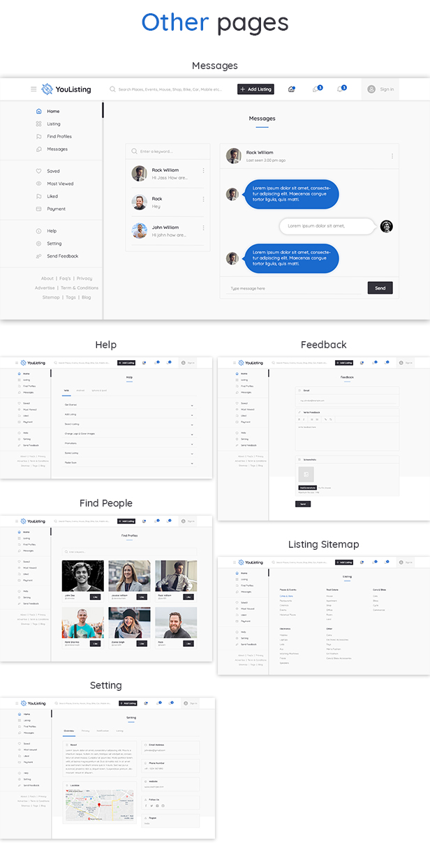 YouListing - Classified Listing and Directory Social Networking PSD Template