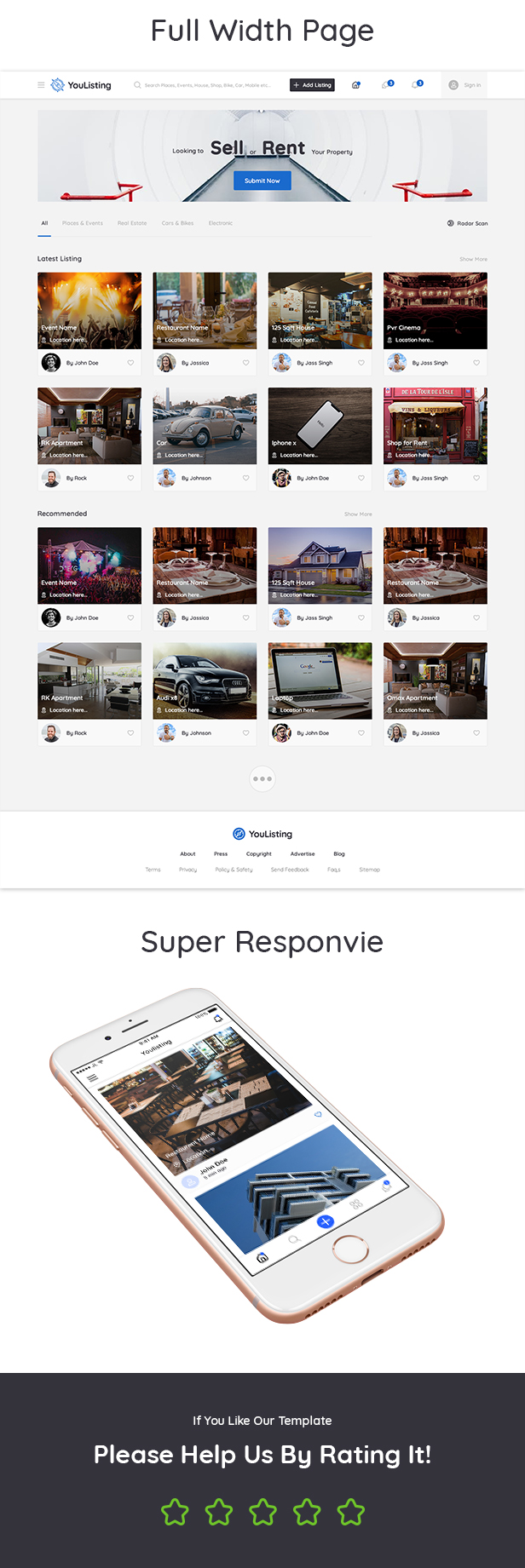 YouListing - Classified Listing and Directory Social Networking PSD Template